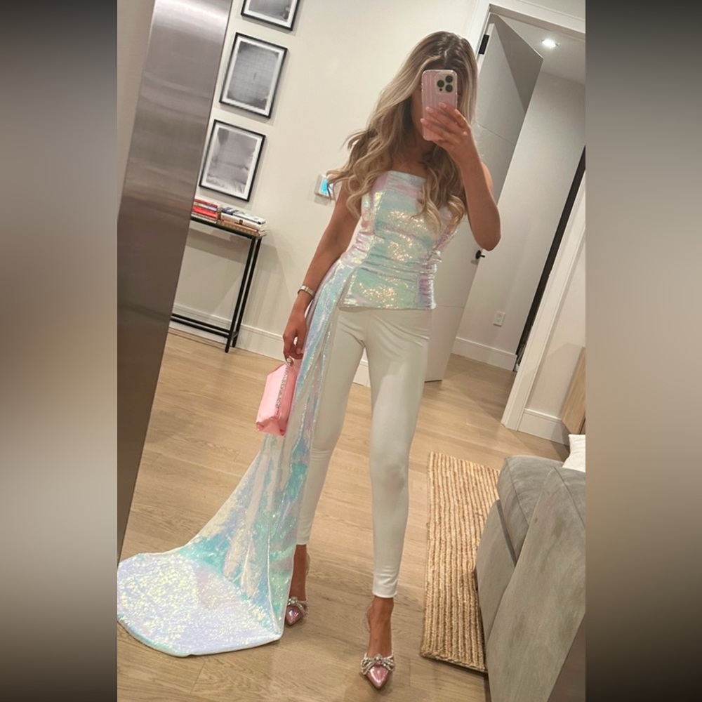 Nadine Merabi Iridescent Sequined Top XS
